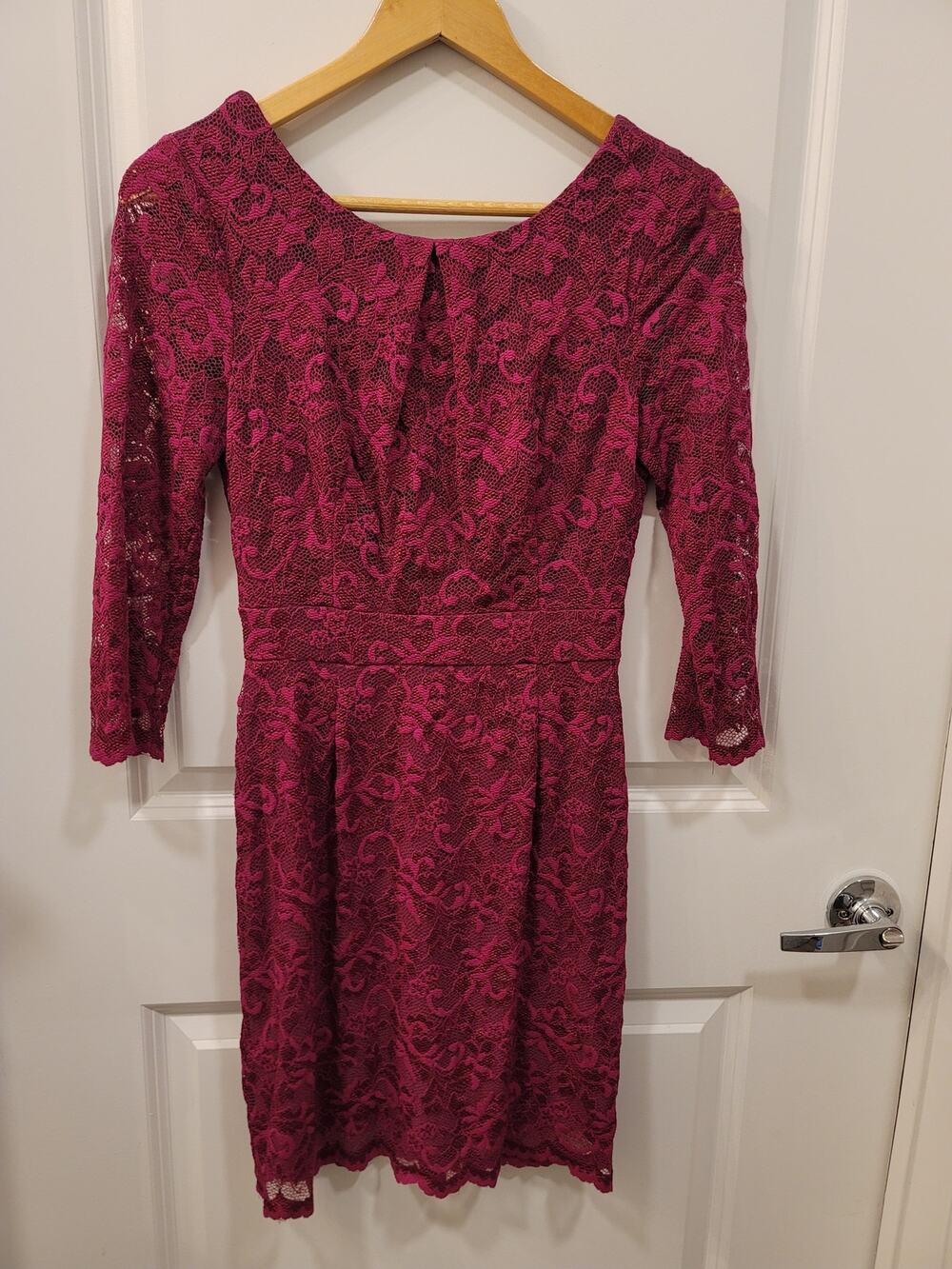 Deep Cherry Red Lace Mini Dress